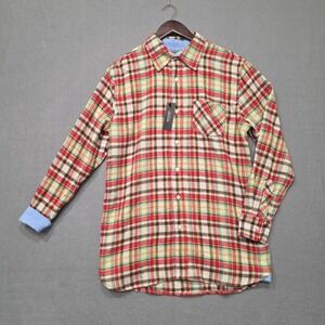 Bogari Mens Multicolor Plaid Long Sleeve Flannel‎ Flip Cuff Size Medium NWT